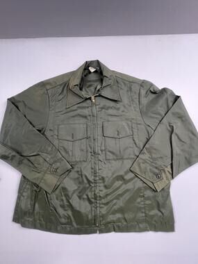 Military Rain Jacket Mens 48 Big & Tall Green Nylon Windbreaker Full Zip Pockets